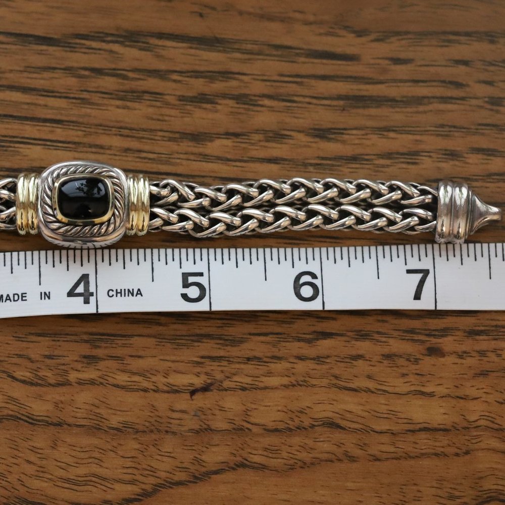 DAVID YURMAN LARGE ALBION BLACK ONYX BRACELET STERLING 14K YELLOW GOLD RARE! - Picture 3 of 16